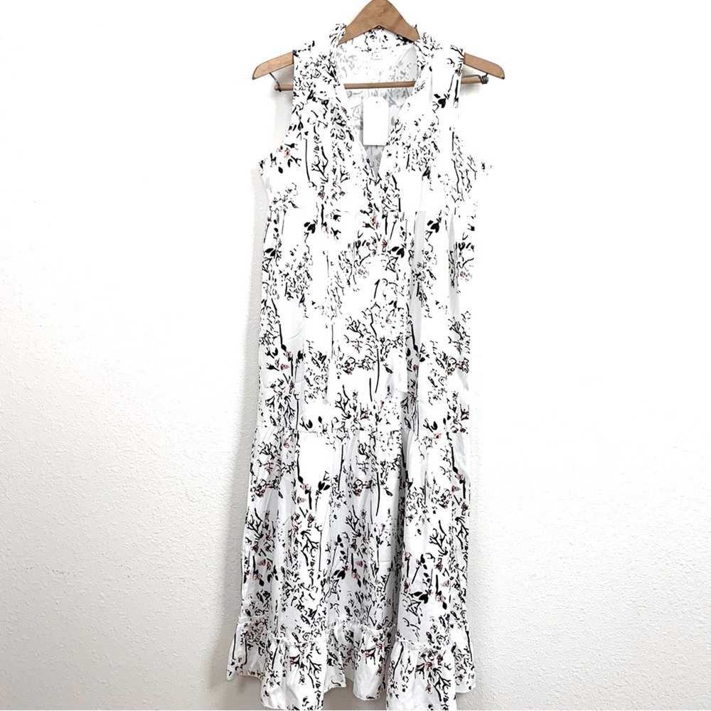 White Maxi Floral Print Dress. NWT